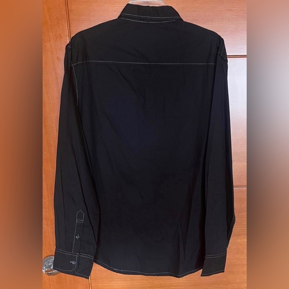 Mens Dress Shirt Black Mark Ecko With Front Chest Pockets Size L - Picture 3 of 6